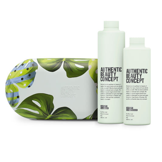 Authentic Beauty Concept Amplify Geschenkset mit Cleanser 300ml, Conditioner 250ml & Scrunchie