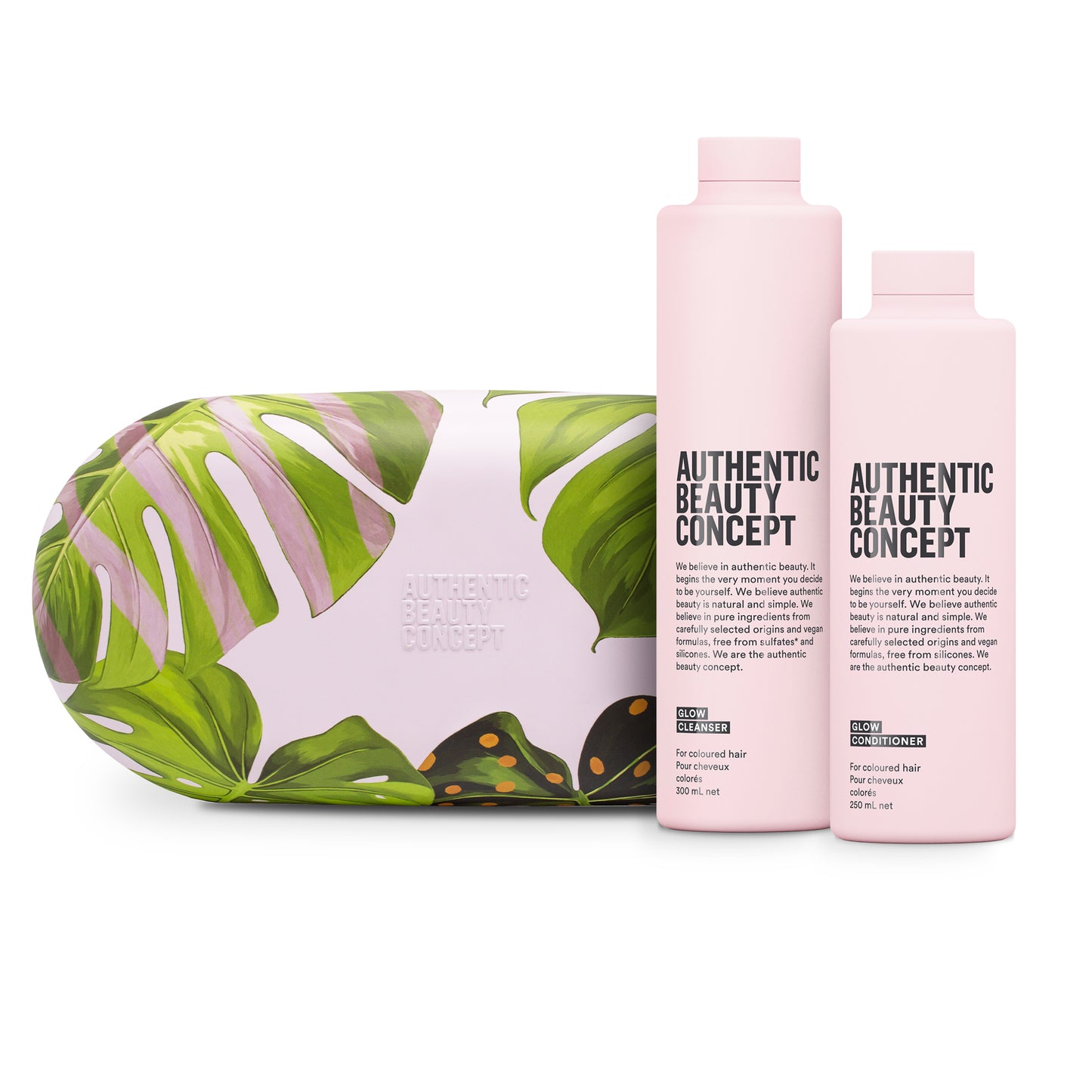 Authentic Beauty Concept Glow Geschenkset mit Cleanser 300ml, Conditioner 250ml & Scrunchie